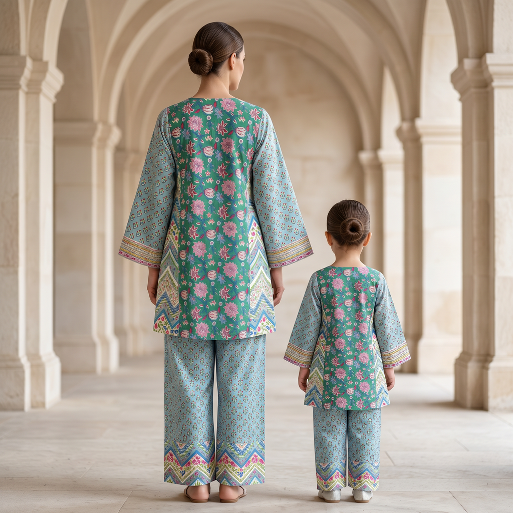 2 Pcs Co-ord Set Hazal Cotton Dress Jalabiya