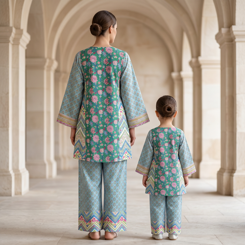 2 Pcs Co-ord Set Hazal 100% Premium Indian Cotton Jalabiya