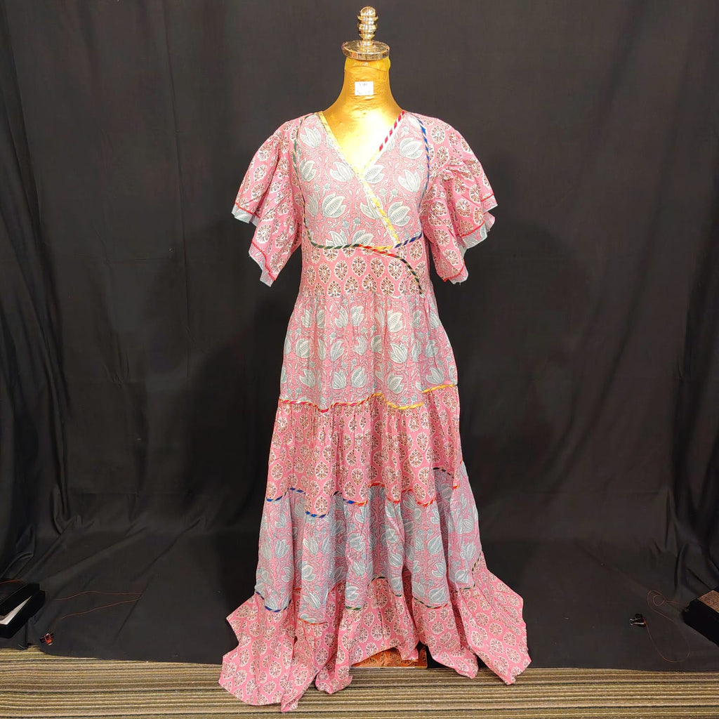 S-M Dahlia Cotton Printed Dress 57" Long Jalabiya