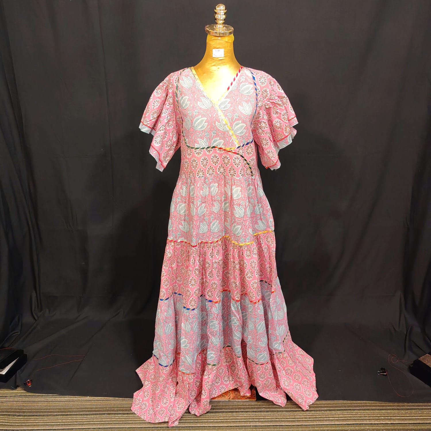 S-M Dahlia Cotton Printed Dress 57" Long Jalabiya
