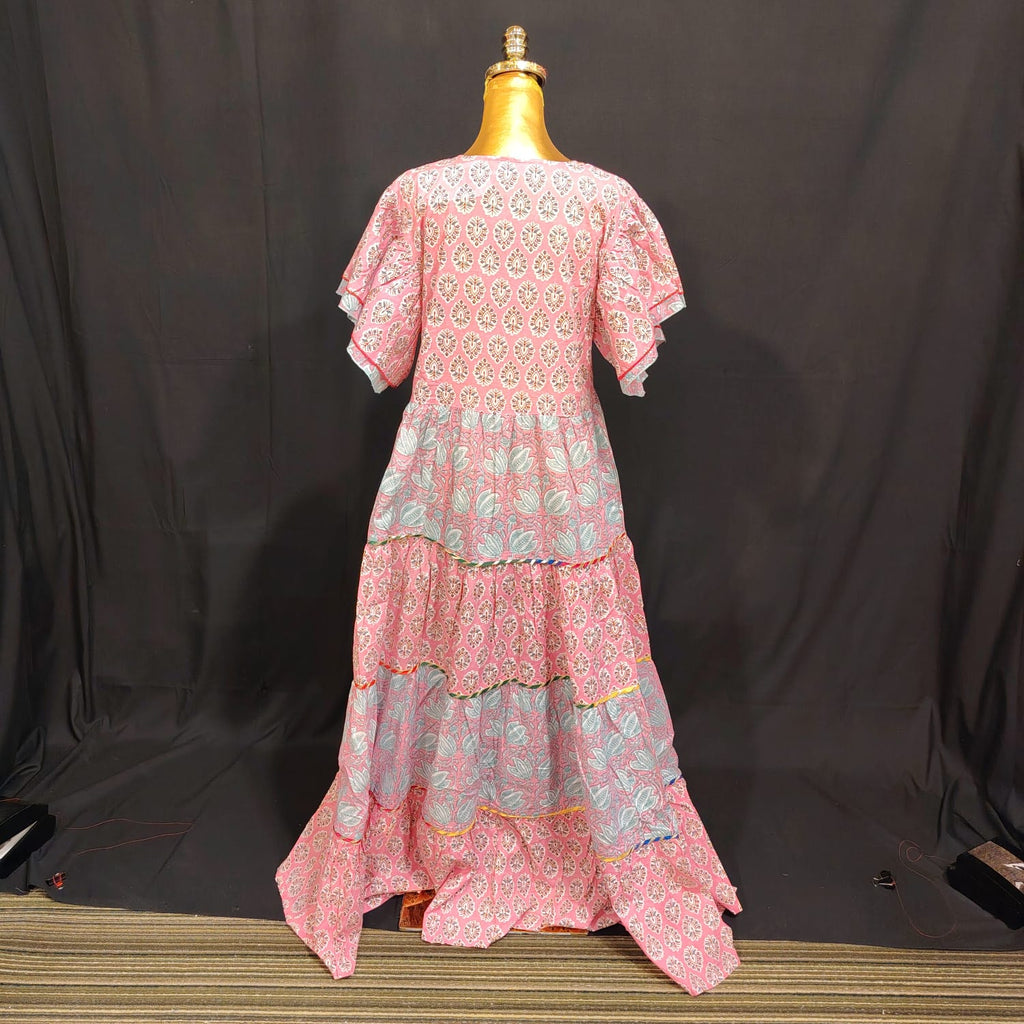 S-M Dahlia Cotton Printed Dress 57" Long Jalabiya