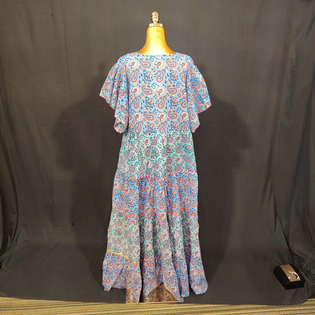 L-XL Dahlia Cotton Printed Dress 57" Long Jalabiya