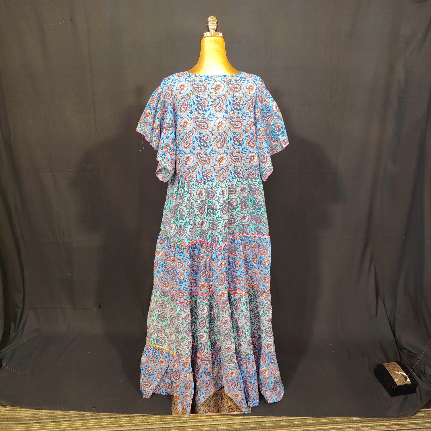 L-XL Dahlia Cotton Printed Dress 57" Long Jalabiya