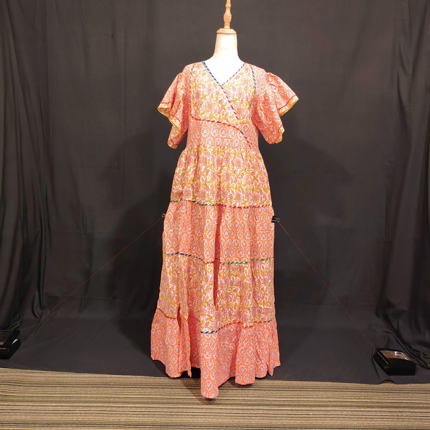 S-M Dahlia Printed Cotton Dress 57" Long Jalabiya