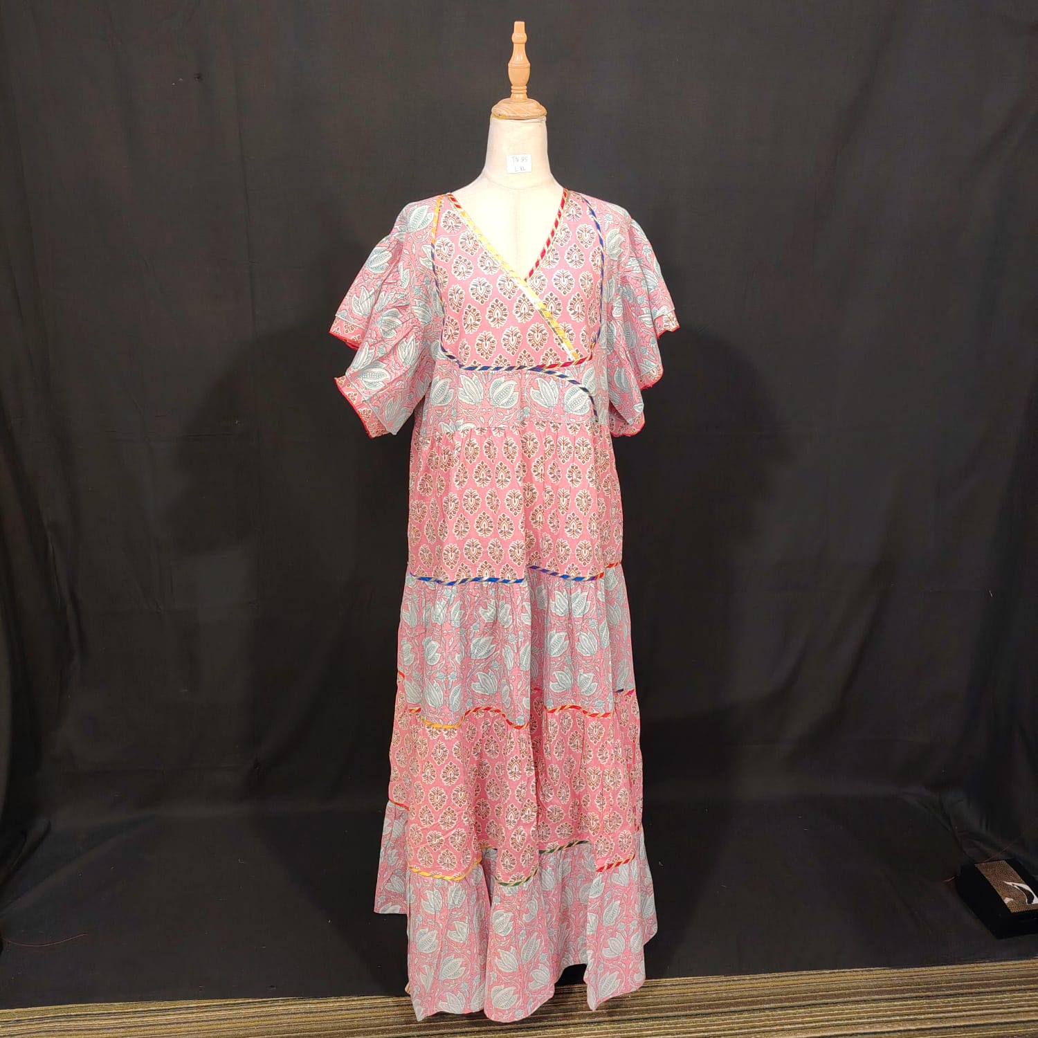 L-XL Dahlia Cotton Printed Dress 57" Long Jalabiya