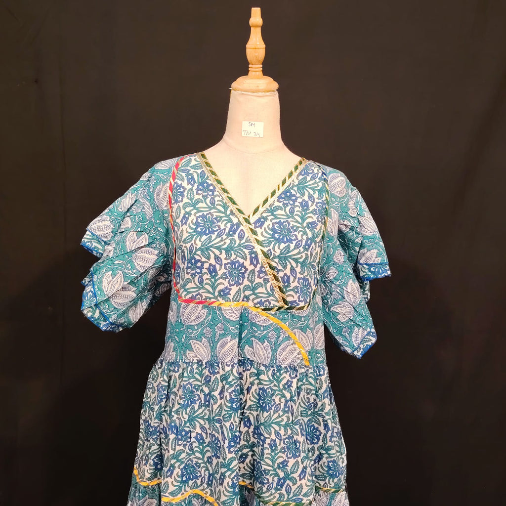 S-M Dahlia Cotton Printed Dress 57" Long Jalabiya