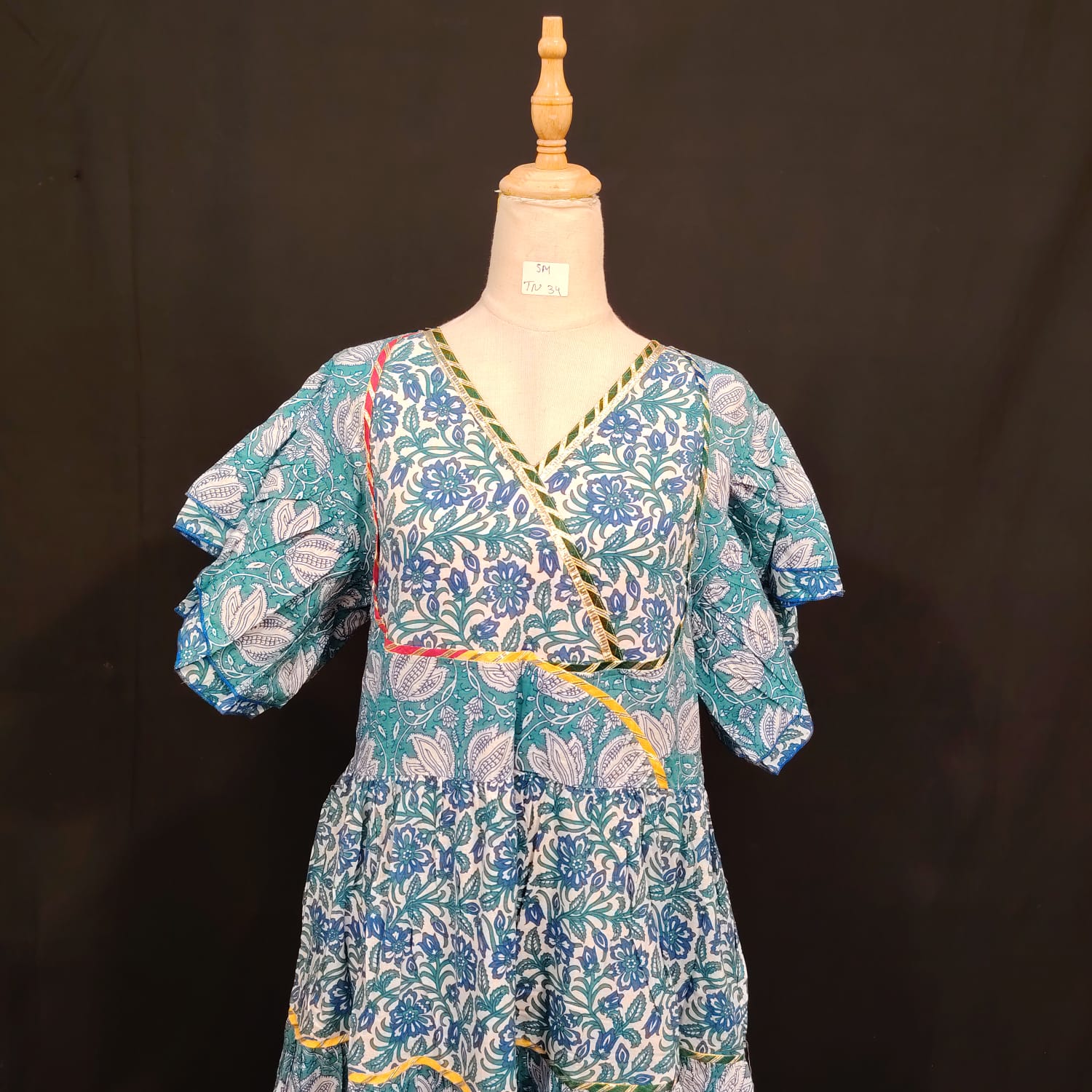 S-M Dahlia Cotton Printed Dress 57" Long Jalabiya