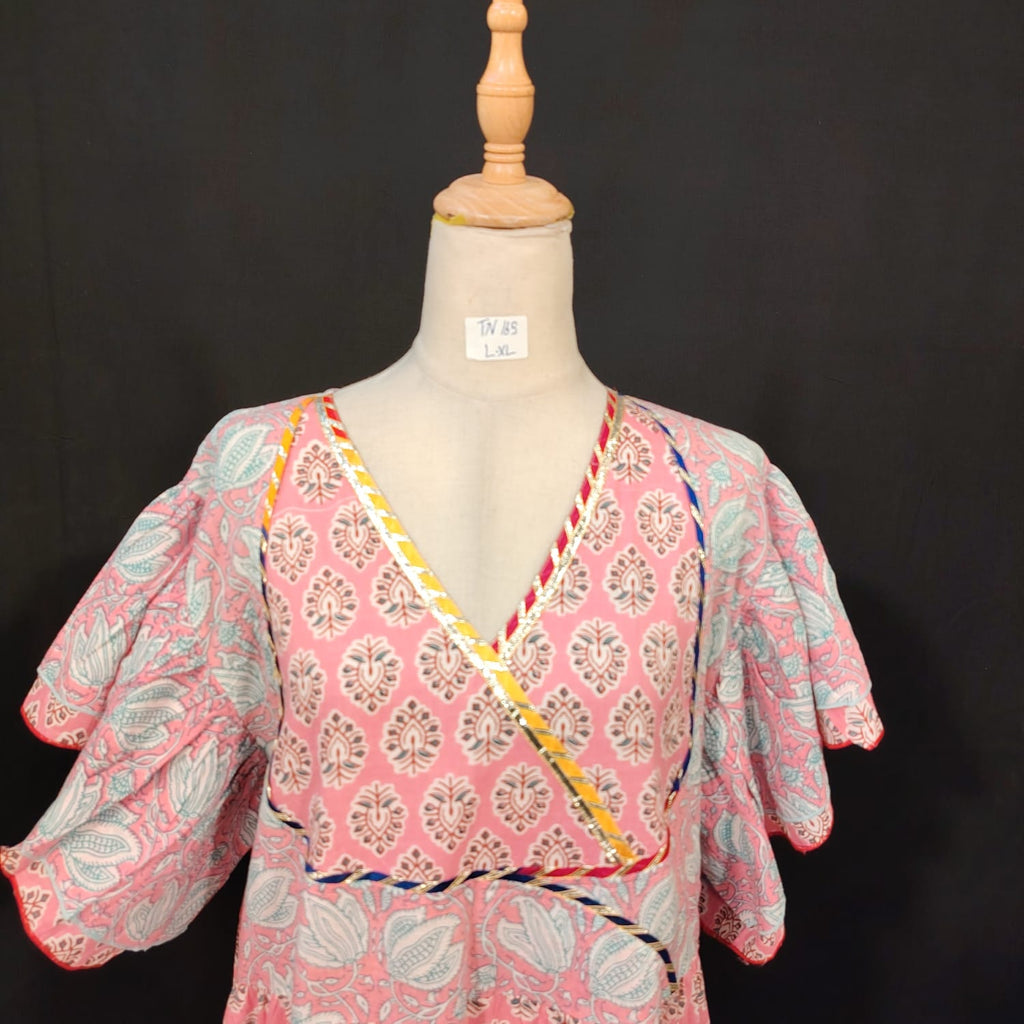 L-XL Dahlia Cotton Printed Dress 57" Long Jalabiya