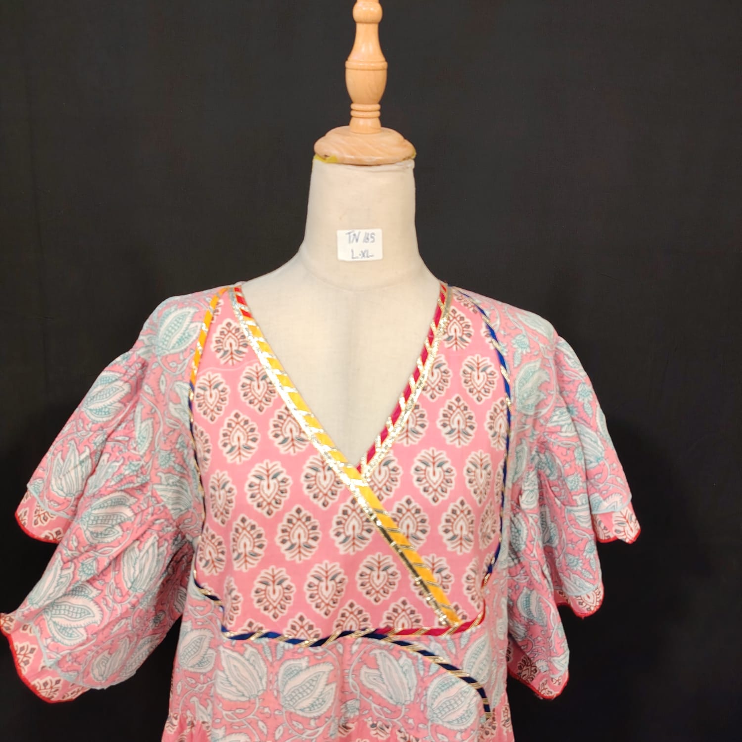 L-XL Dahlia Cotton Printed Dress 57" Long Jalabiya
