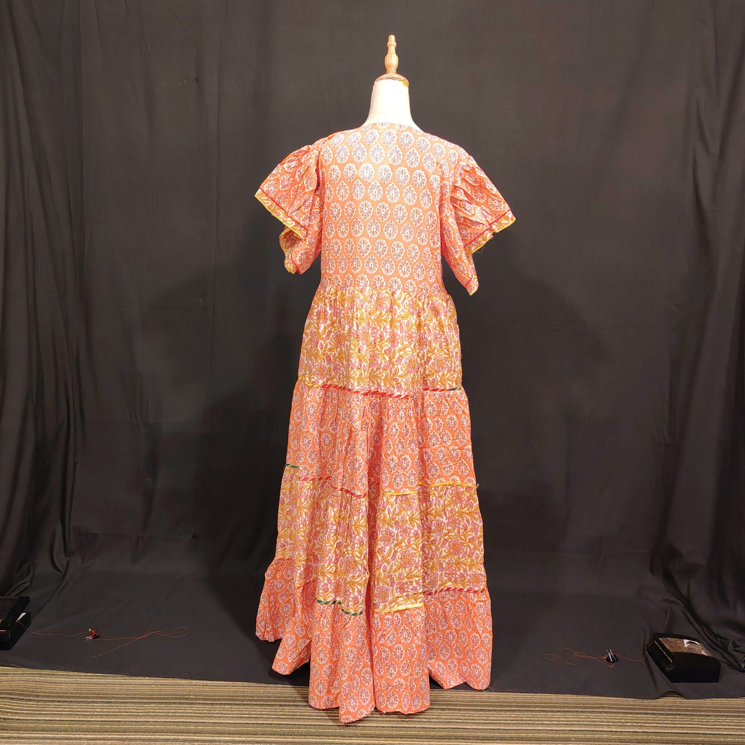 S-M Dahlia Printed Cotton Dress 57" Long Jalabiya
