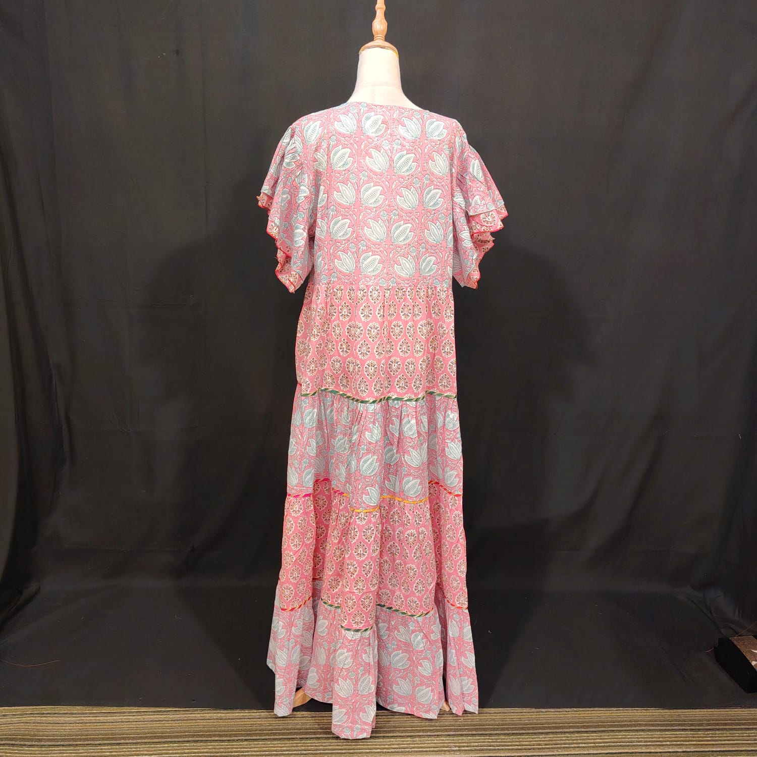 L-XL Dahlia Cotton Printed Dress 57" Long Jalabiya