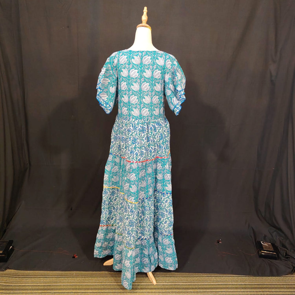 S-M Dahlia Cotton Printed Dress 57" Long Jalabiya