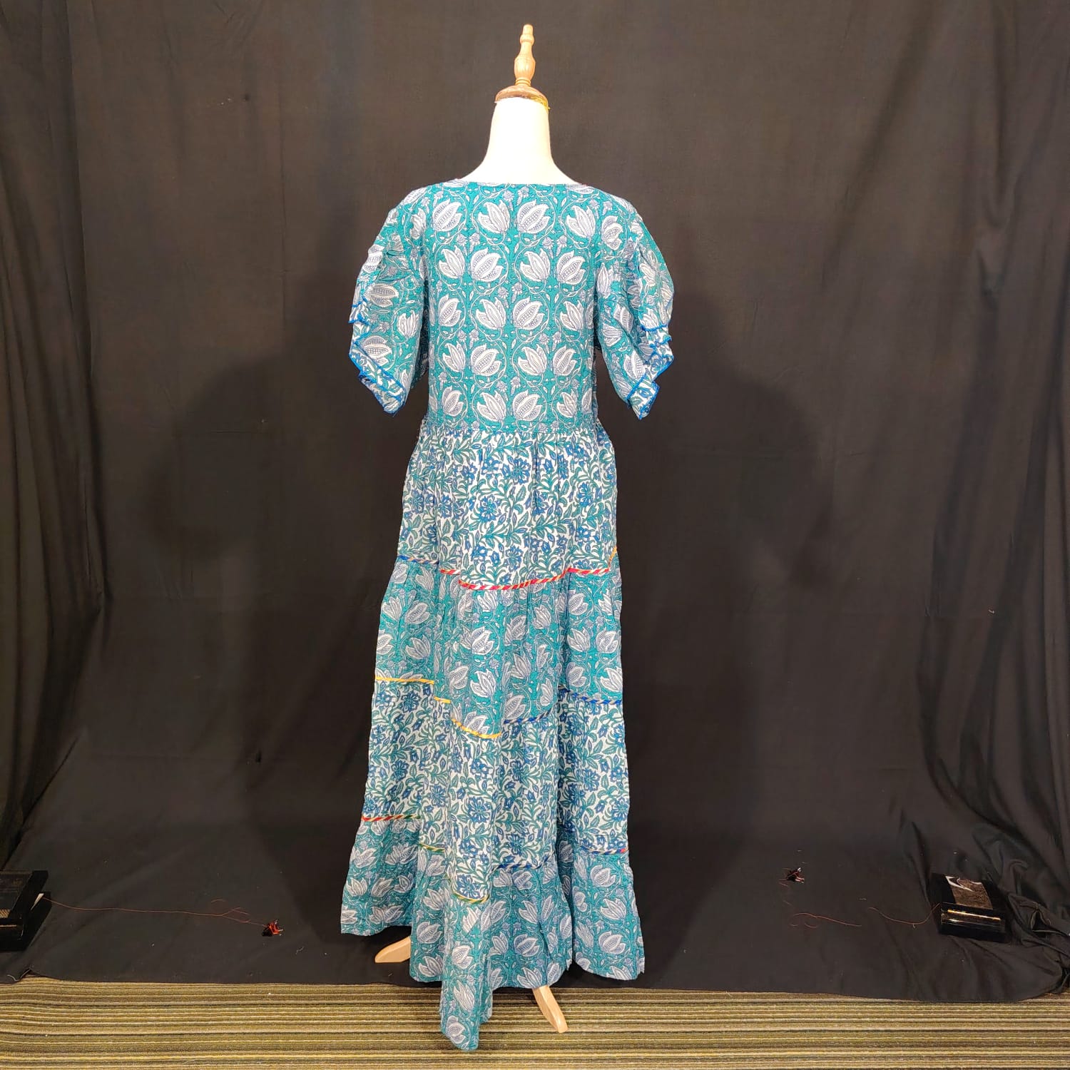S-M Dahlia Cotton Printed Dress 57" Long Jalabiya