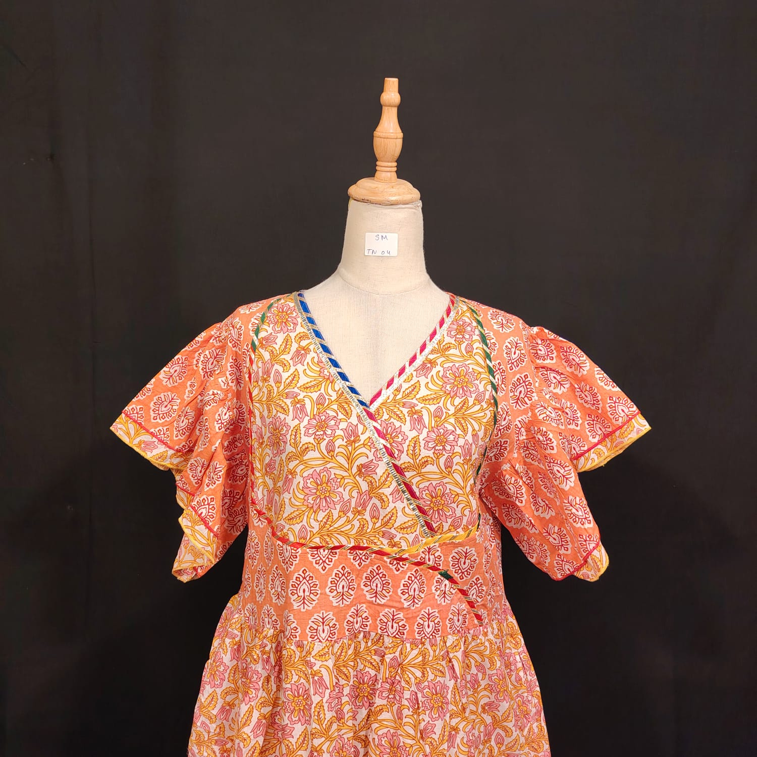 S-M Dahlia Printed Cotton Dress 57" Long Jalabiya