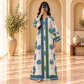S/M Bhopali Crystal Printed Cotton Long Dress Jalabiya – 57"