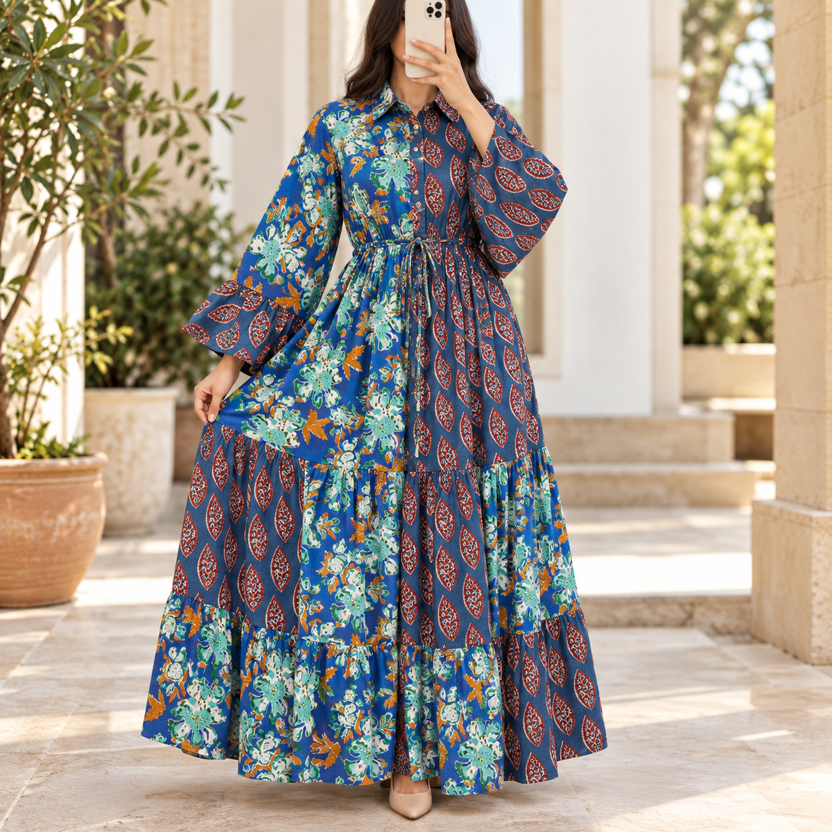 Fatima 100% Premium Indian Cotton Jalabiya – Women’s Long Dress.