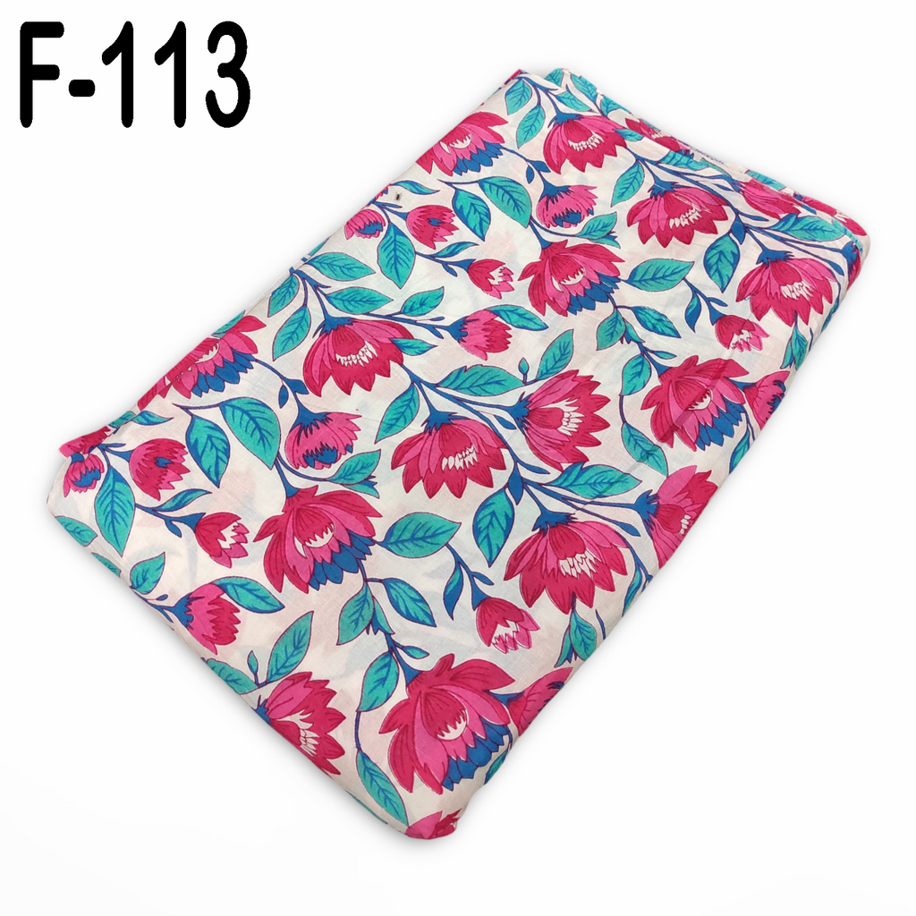 4 Meter Cotton Hand Printed Fabric F-113 JP