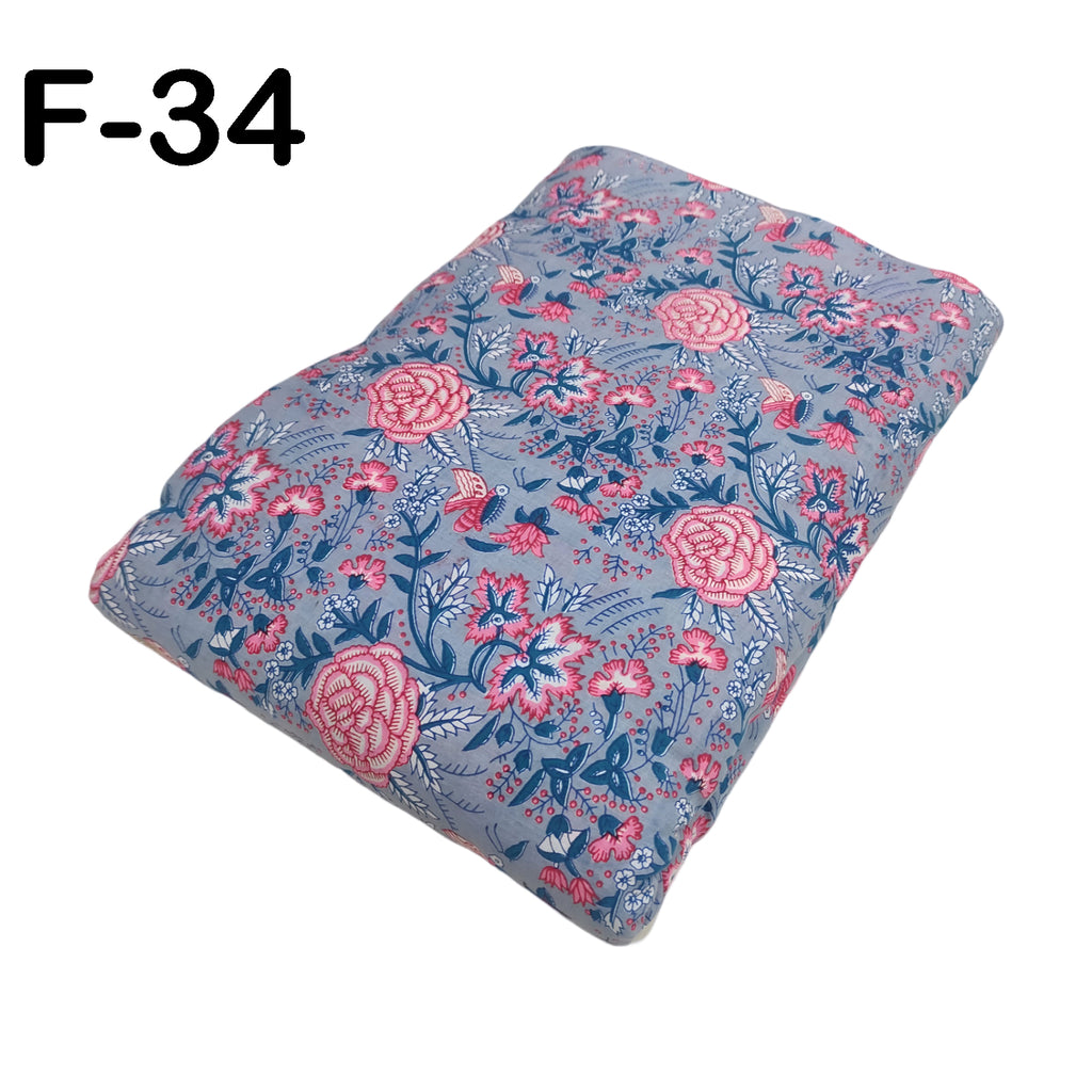 4 Meter Cotton Hand Printed Fabric F-34 JP