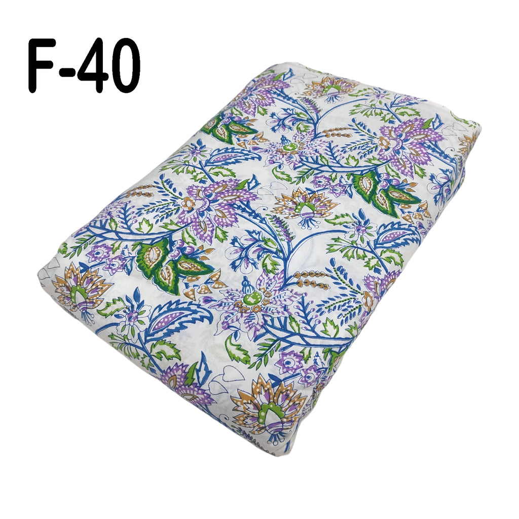 4 Meter Cotton Hand Printed Fabric F-40 JP