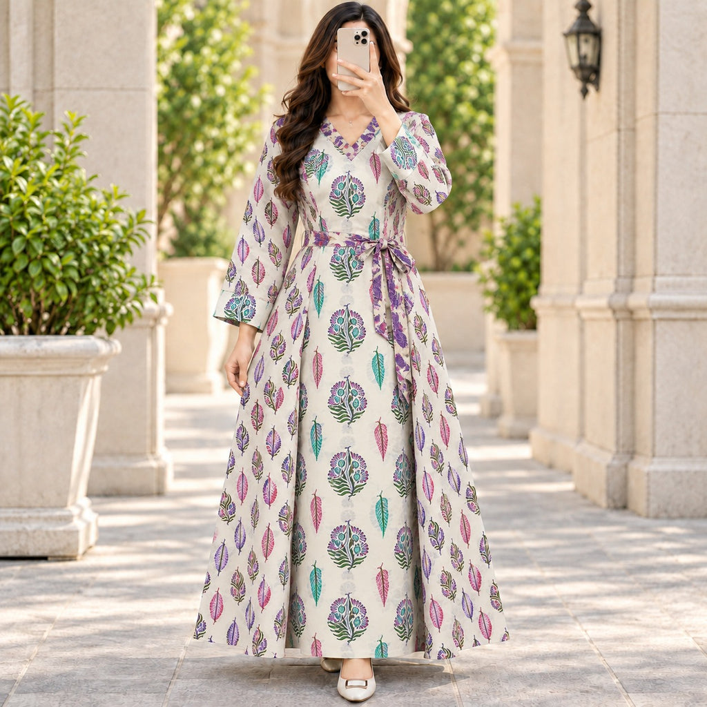 Noor 100% Premium Indian Cotton Jalabiya – Women’s Long Dress.