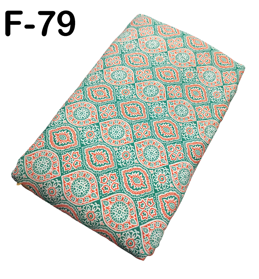 4 Meter Cotton Hand Printed Fabric F-79 JP