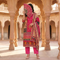 Premium Stitched Poly Silk Digital prints & Hand Work Suit With Sheila 2924