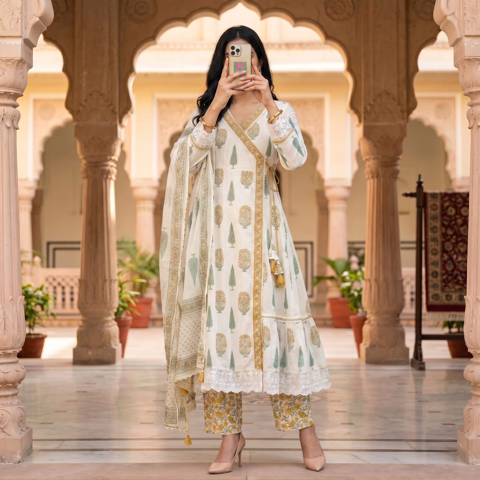 Premium Stitched Cotton Embroidery & Hand Work Suit With Sheila 2962