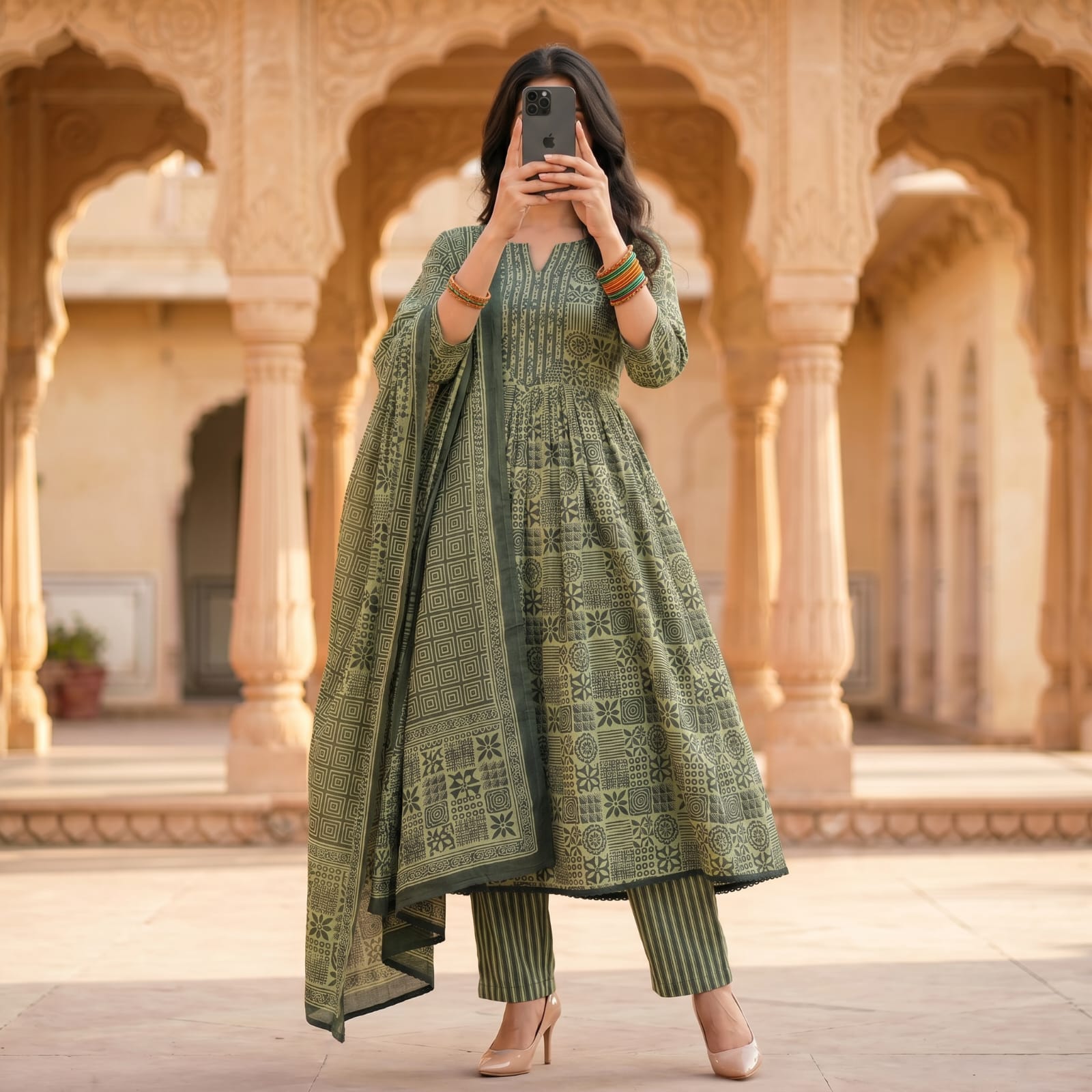 Premium Stitched Cotton Embroidery & Hand Work Suit With Sheila 2891