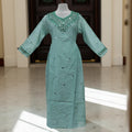 S/M Fadia Printed Cotton Dress 56" Long Jalabiya