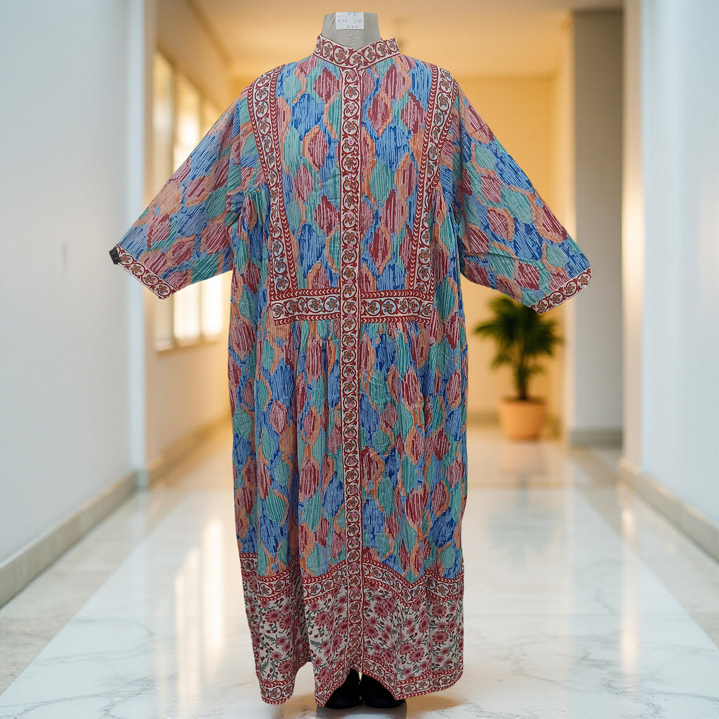 Free Size Faryat Printed Cotton Dress 57" Long Jalabiya