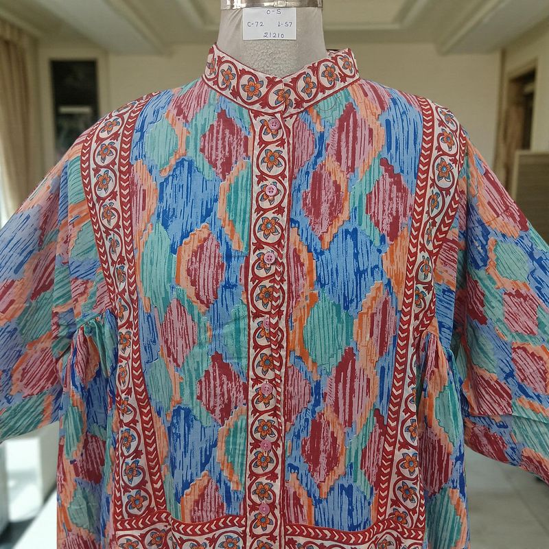 Free Size Faryat Printed Cotton Dress 57" Long Jalabiya
