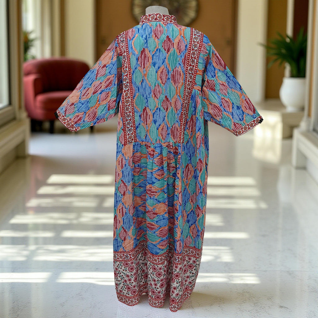 Free Size Faryat Printed Cotton Dress 57" Long Jalabiya