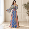 XS/S Zayna Printed Cotton Long Dress Jalabiya – 54"