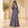 S/M Mawiya Crystal Printed Cotton Long Dress Jalabiya – 57