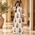 S/M Sparrow Crystal Printed Cotton Long Dress Jalabiya – 57