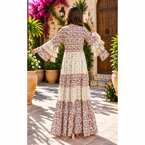 2XL-3XL Adeeba Printed Cotton Long Dress Jalabiya – 57"
