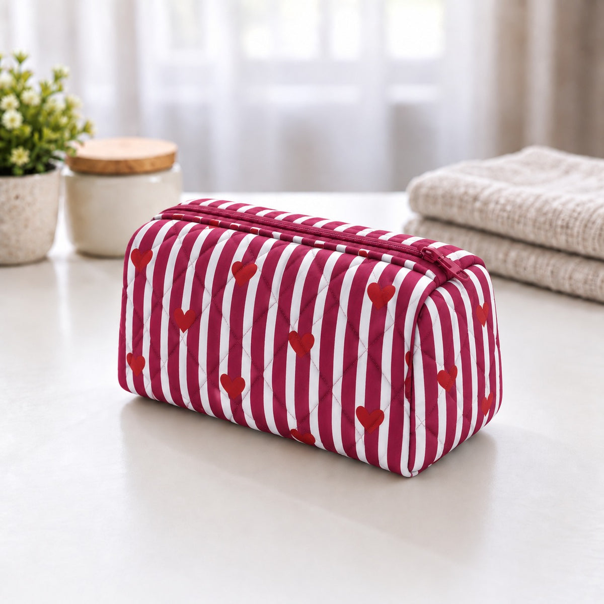 BG 2  Size Cotton Printed Cosmetic Bag With Zipper