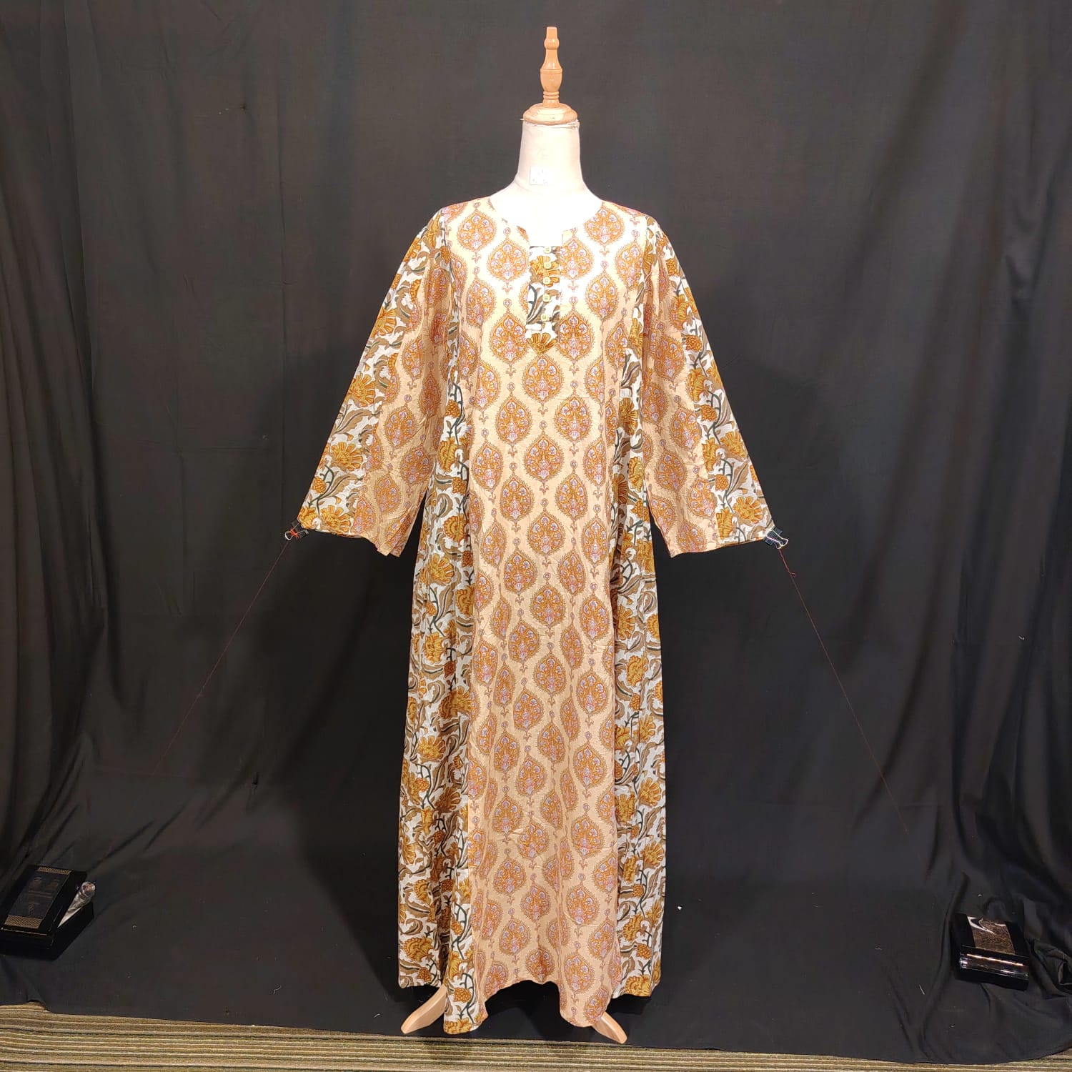 S-M Goya Cotton Printed Dress 57" Long Jalabiya