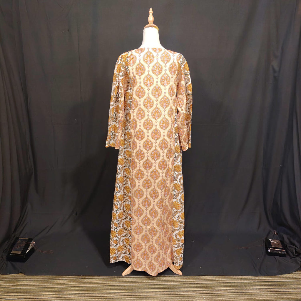 S-M Goya Cotton Printed Dress 57" Long Jalabiya
