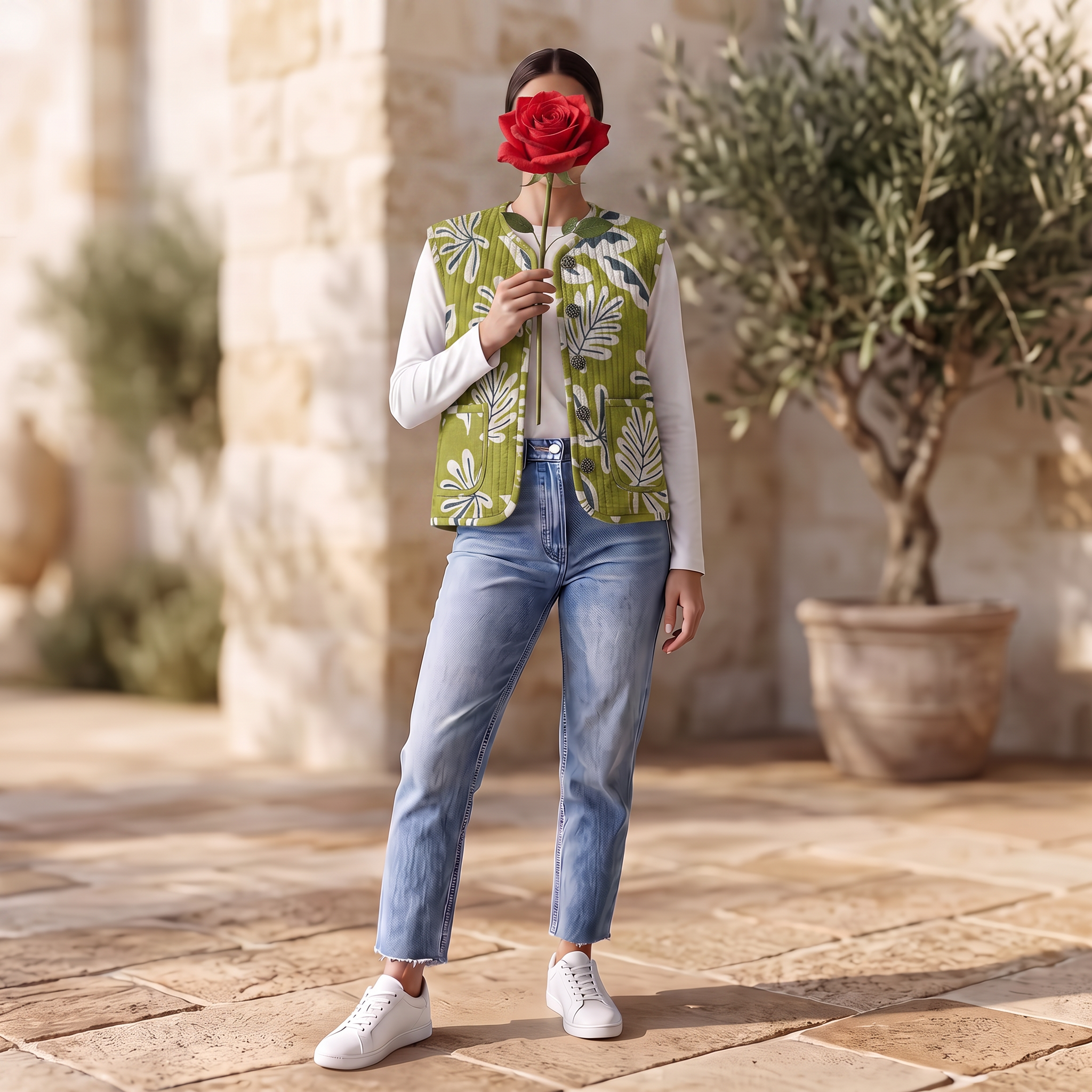 Premium Hand Printed Cotton Sleeveless Short Jacket for Women