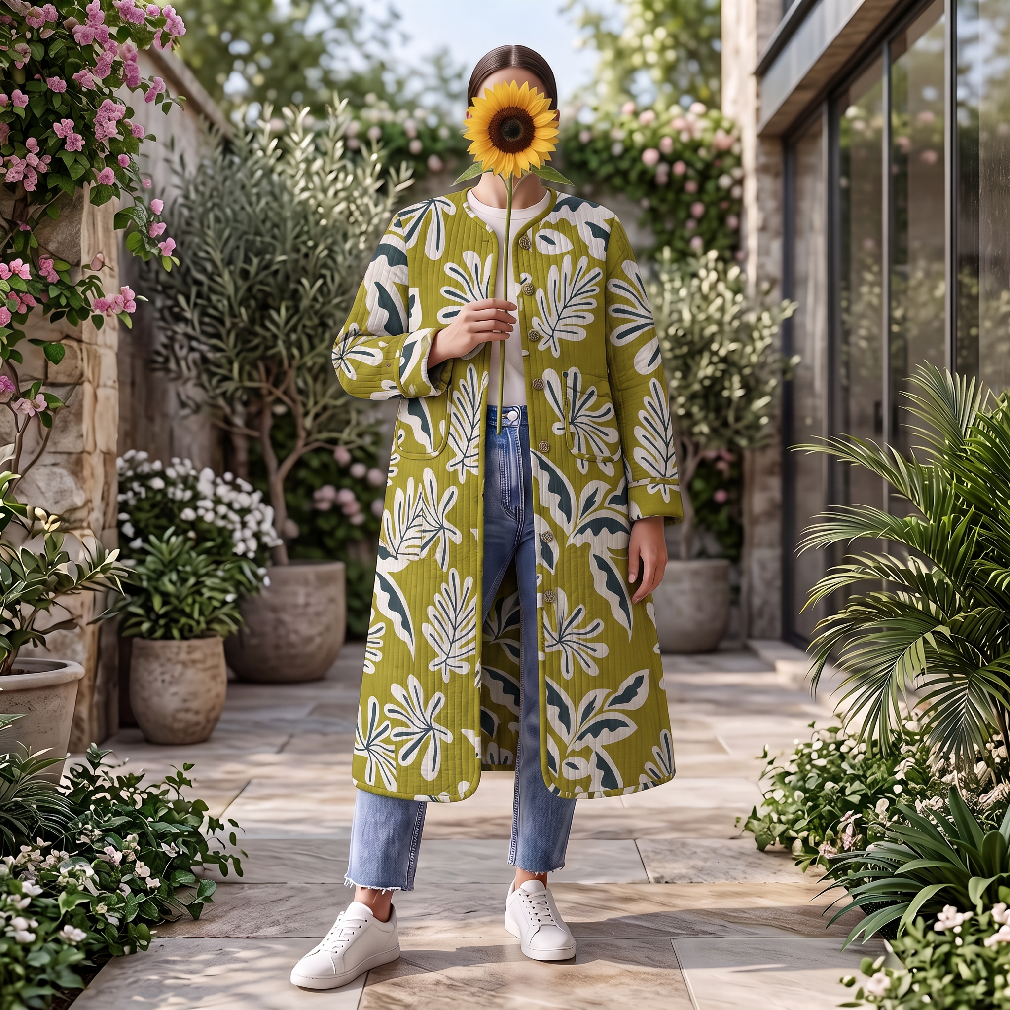 Premium Hand Printed Cotton Long Jacket for Women