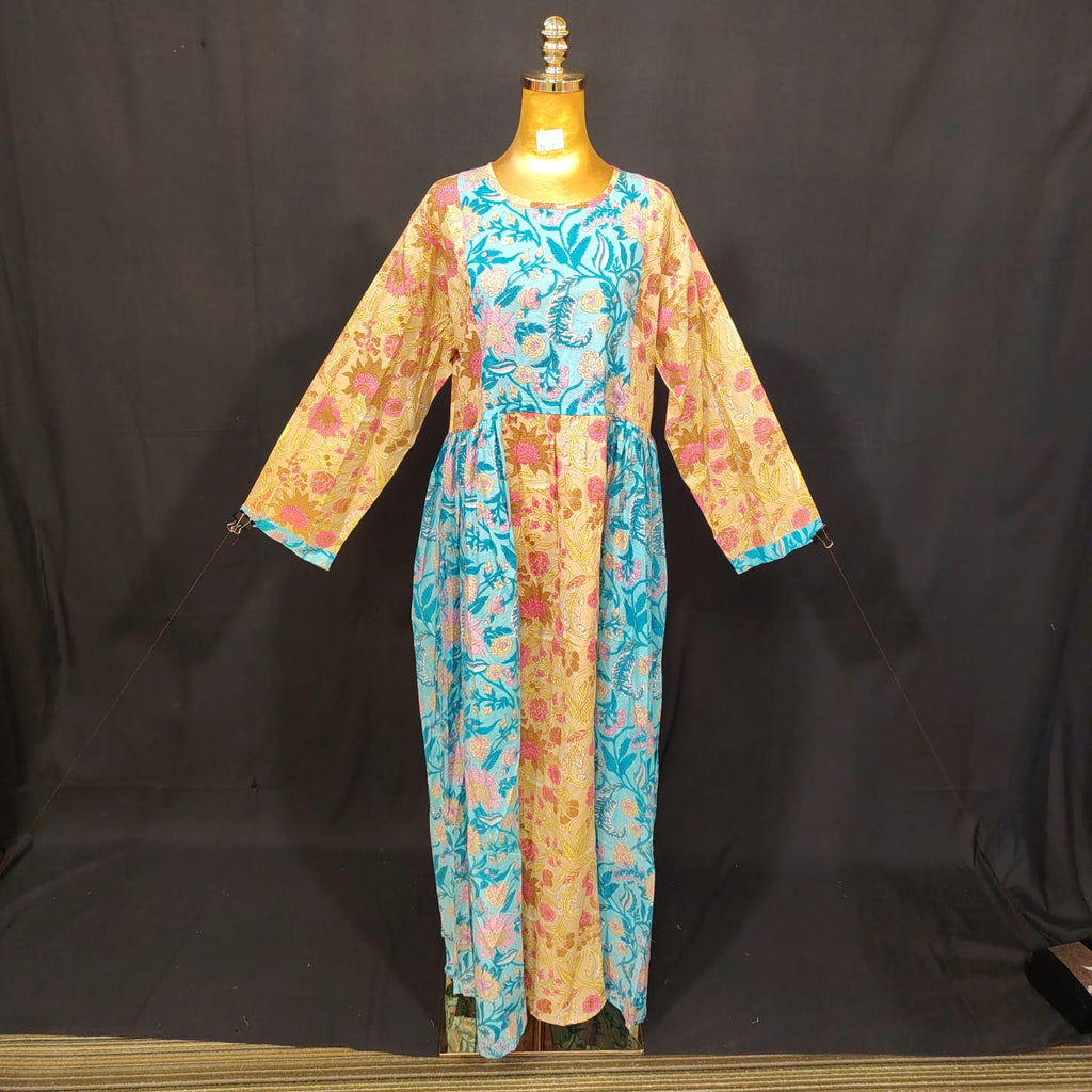 L-XL Heba Cotton Printed Dress 57" Long Jalabiya