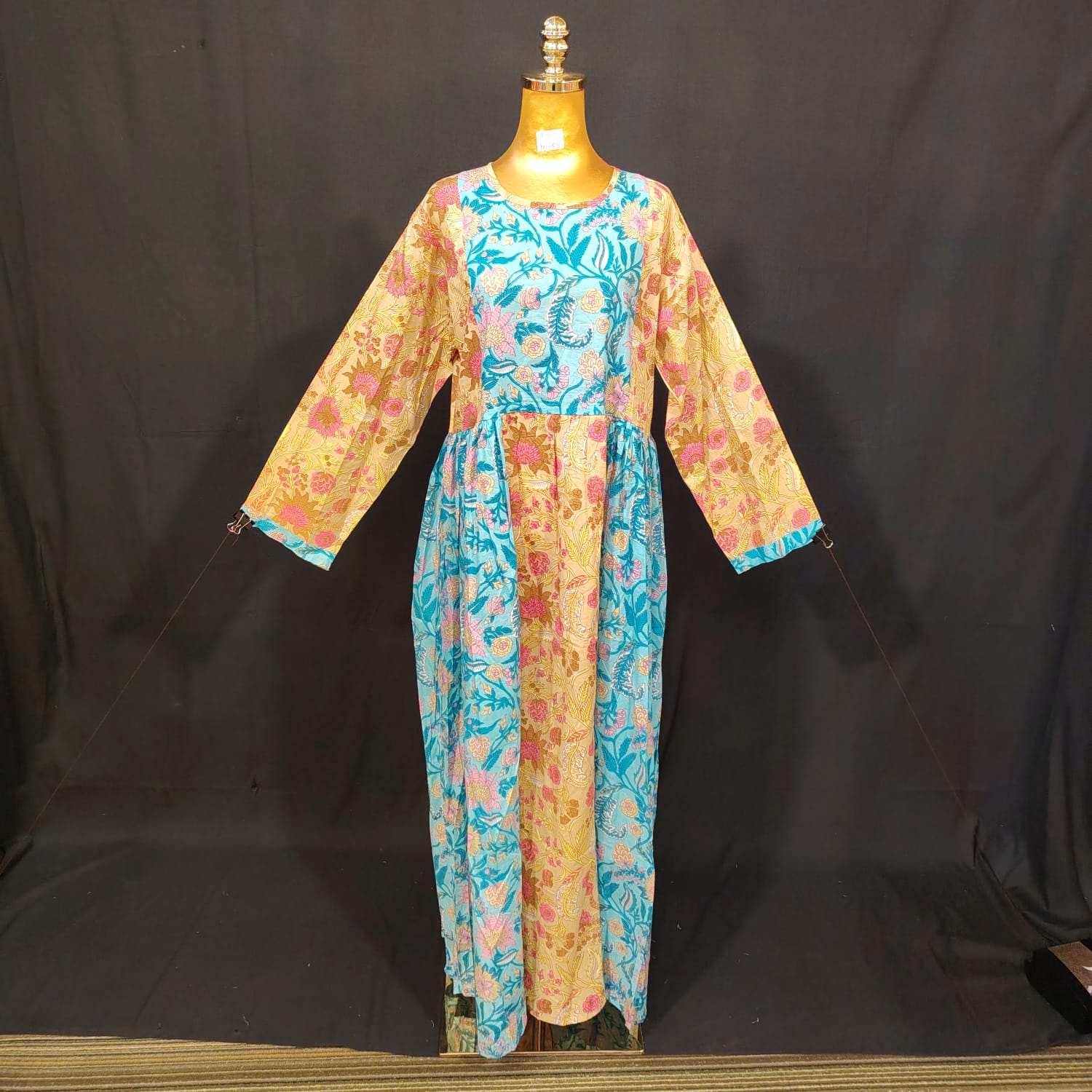 L-XL Heba Cotton Printed Dress 57" Long Jalabiya