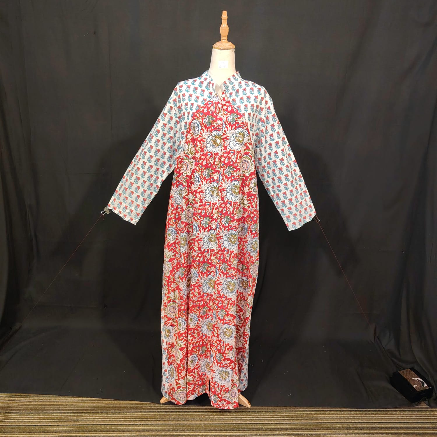 L-XL Honey Cotton Printed Dress 57" Long Jalabiya