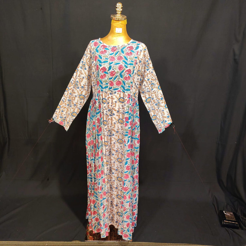 S-M Heba Cotton Printed Dress 57" Long Jalabiya
