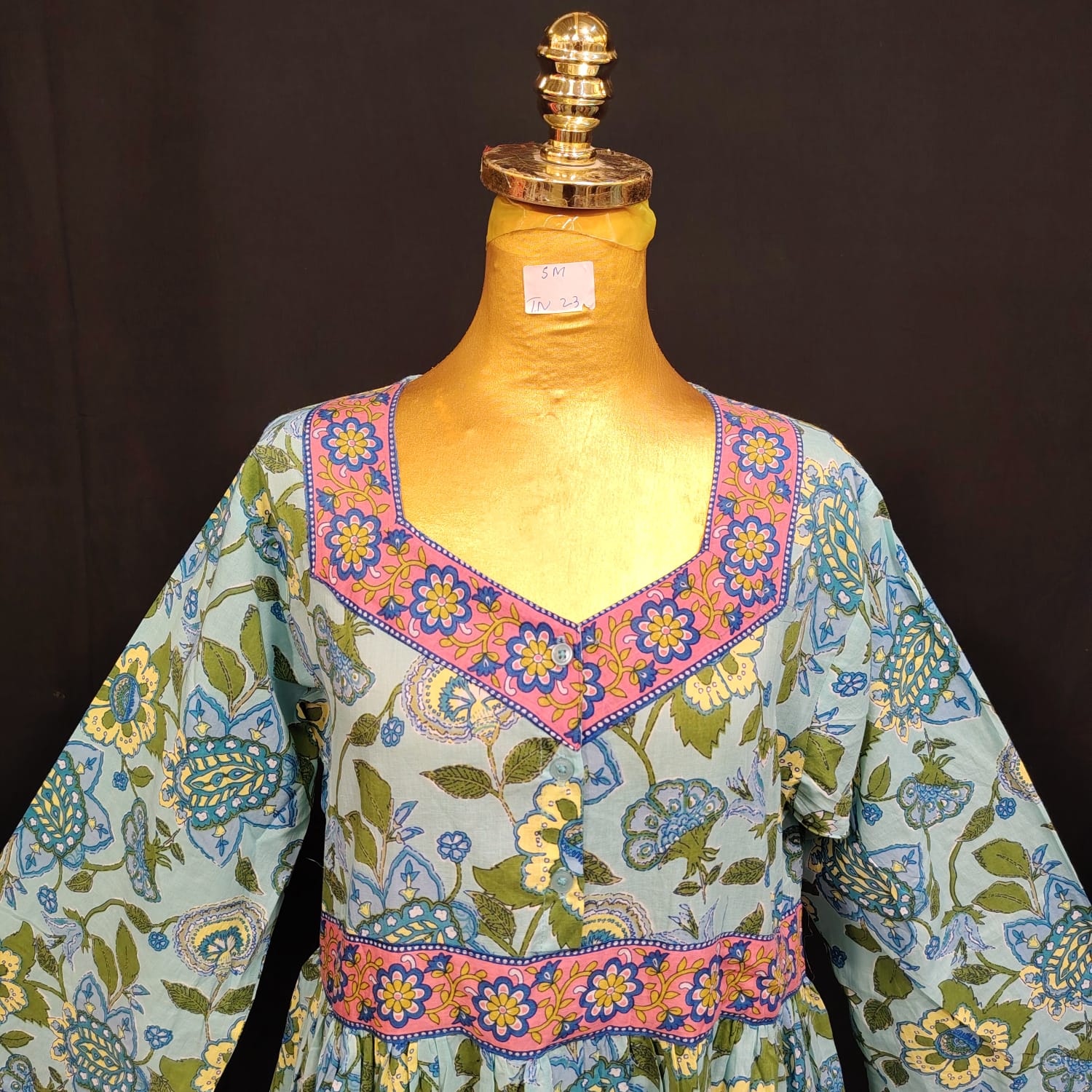 S-M Huda Printed Cotton Dress 57" Long Jalabiya