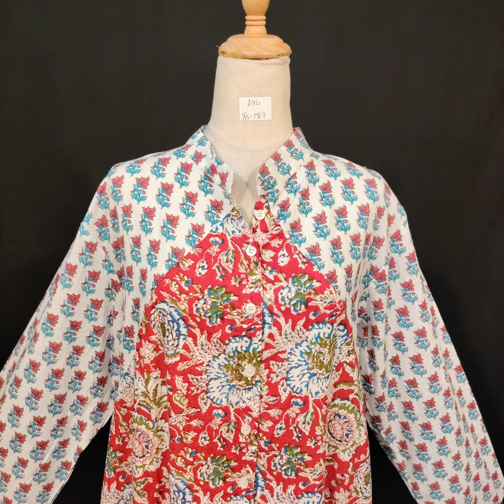 L-XL Honey Cotton Printed Dress 57" Long Jalabiya