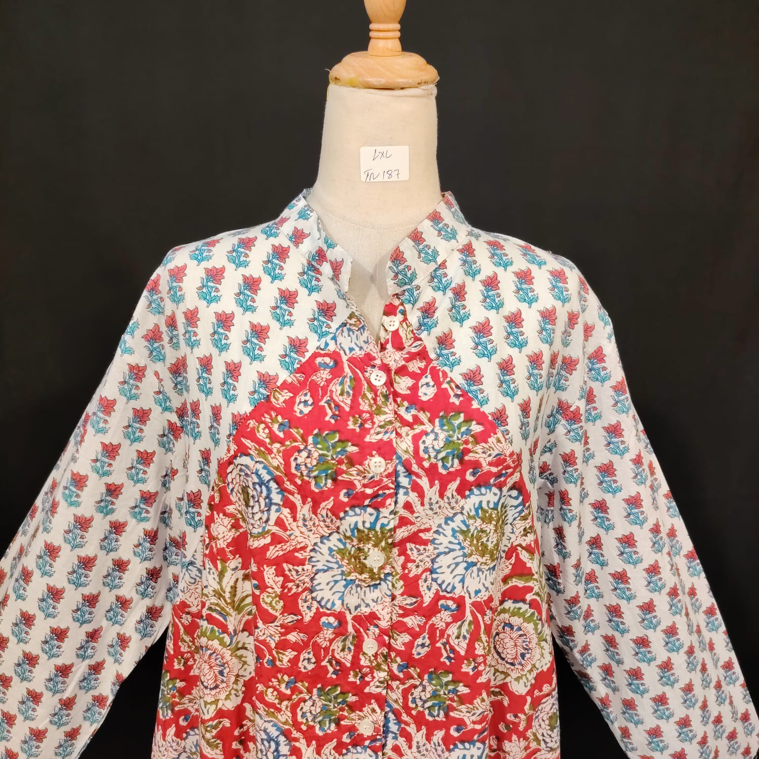 L-XL Honey Cotton Printed Dress 57" Long Jalabiya