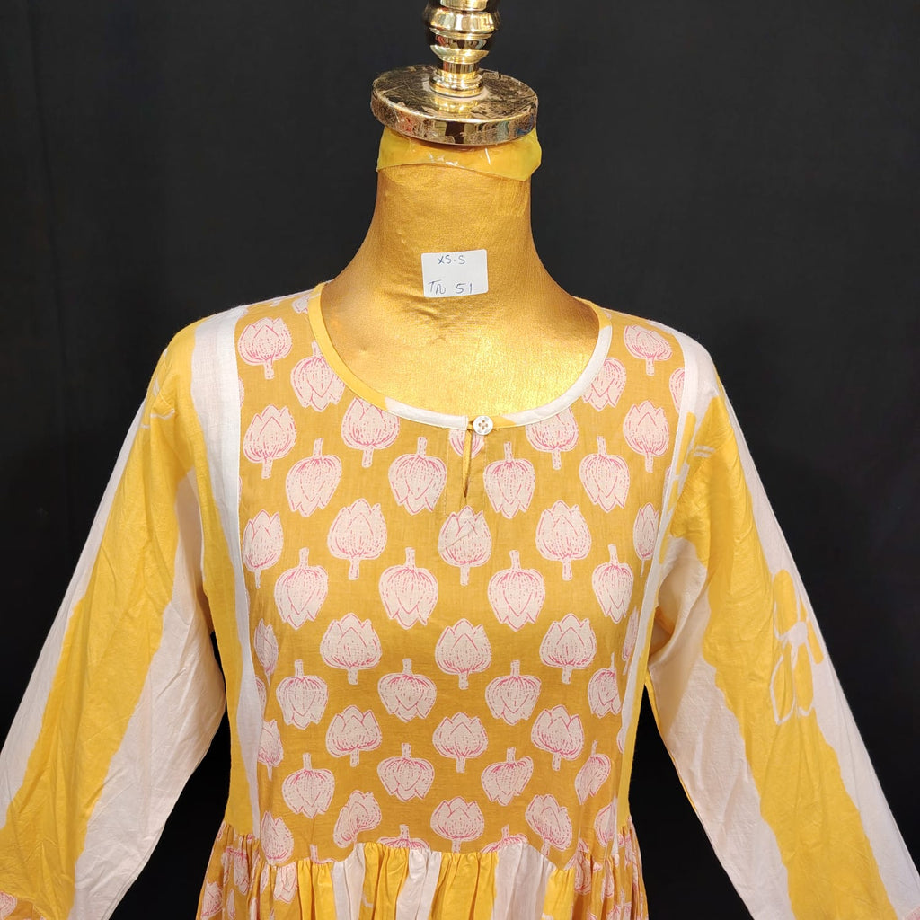XS-S Hiba Cotton Printed Dress 54" Long Jalabiya