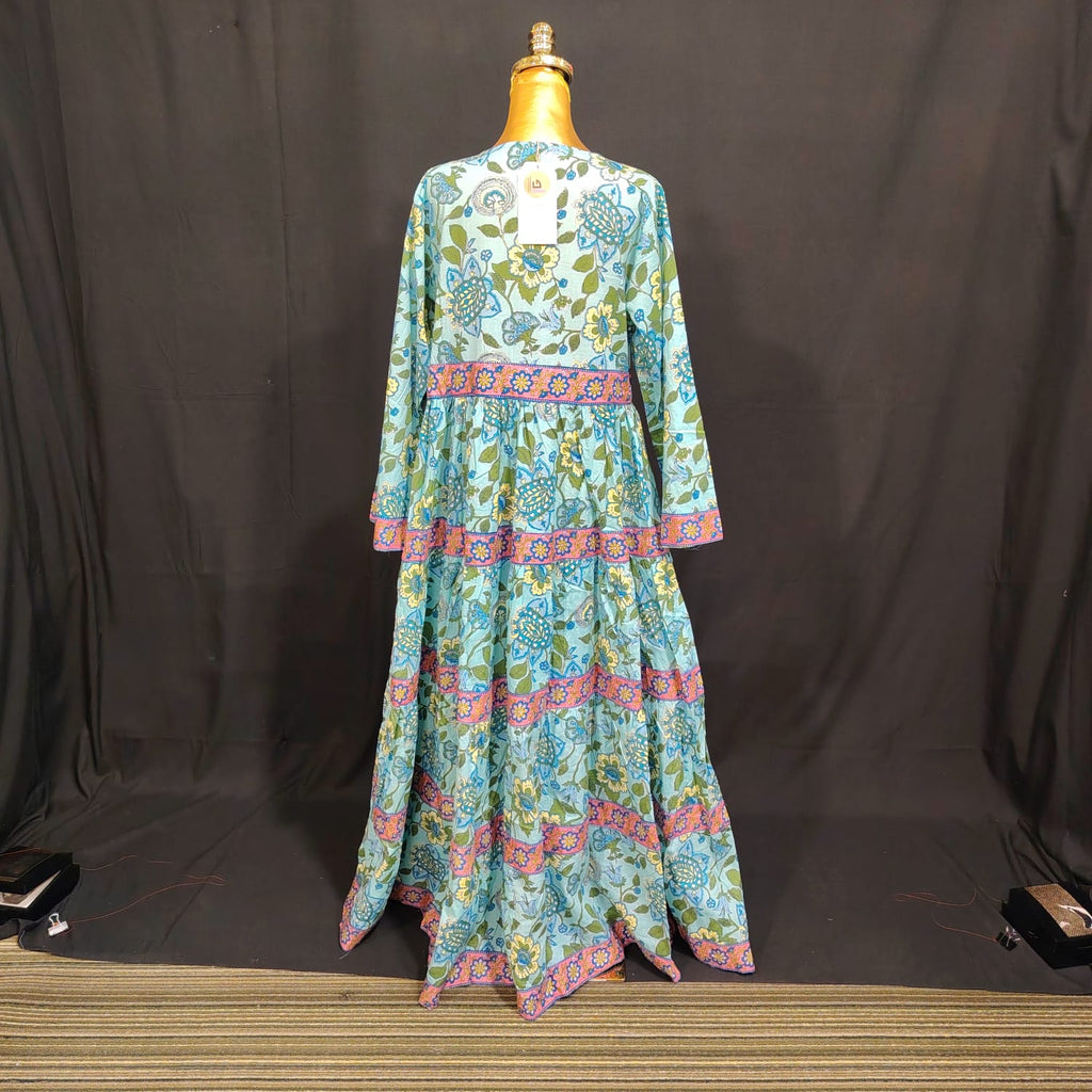 S-M Huda Printed Cotton Dress 57" Long Jalabiya